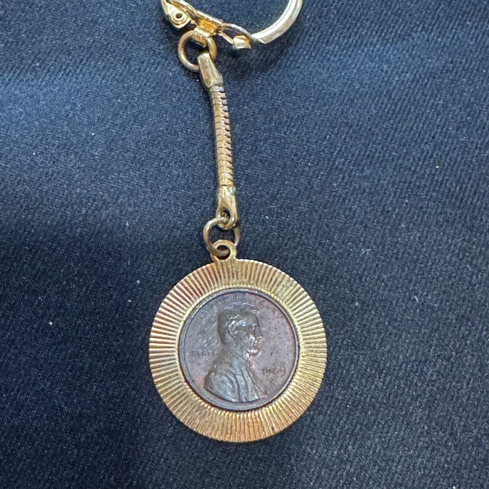 Vintage Lincoln D Penny Coin Keychain